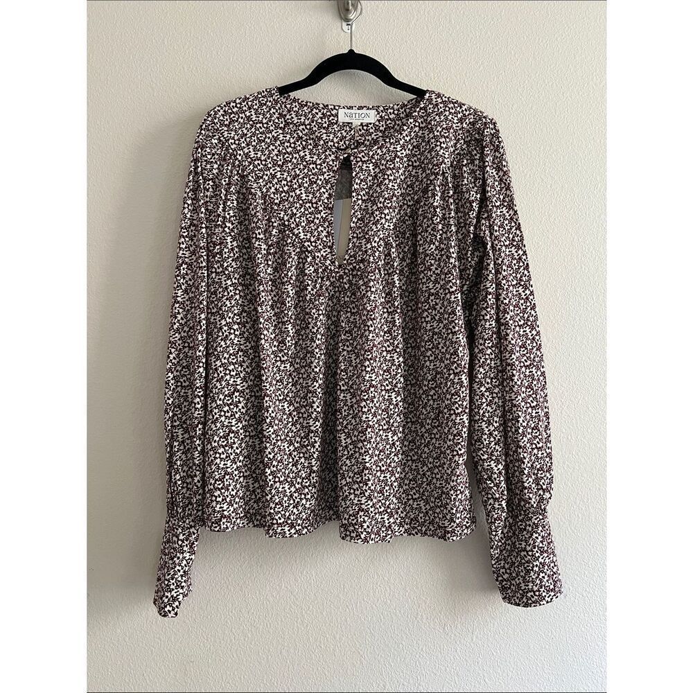 Nation Los Angeles Jeannie Keyhole Top Floral Long Sleeve Blouse NWT XL